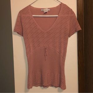 VINTAGE LA BELLE PINK SWEATER TIE WAIST SIZE SMALL